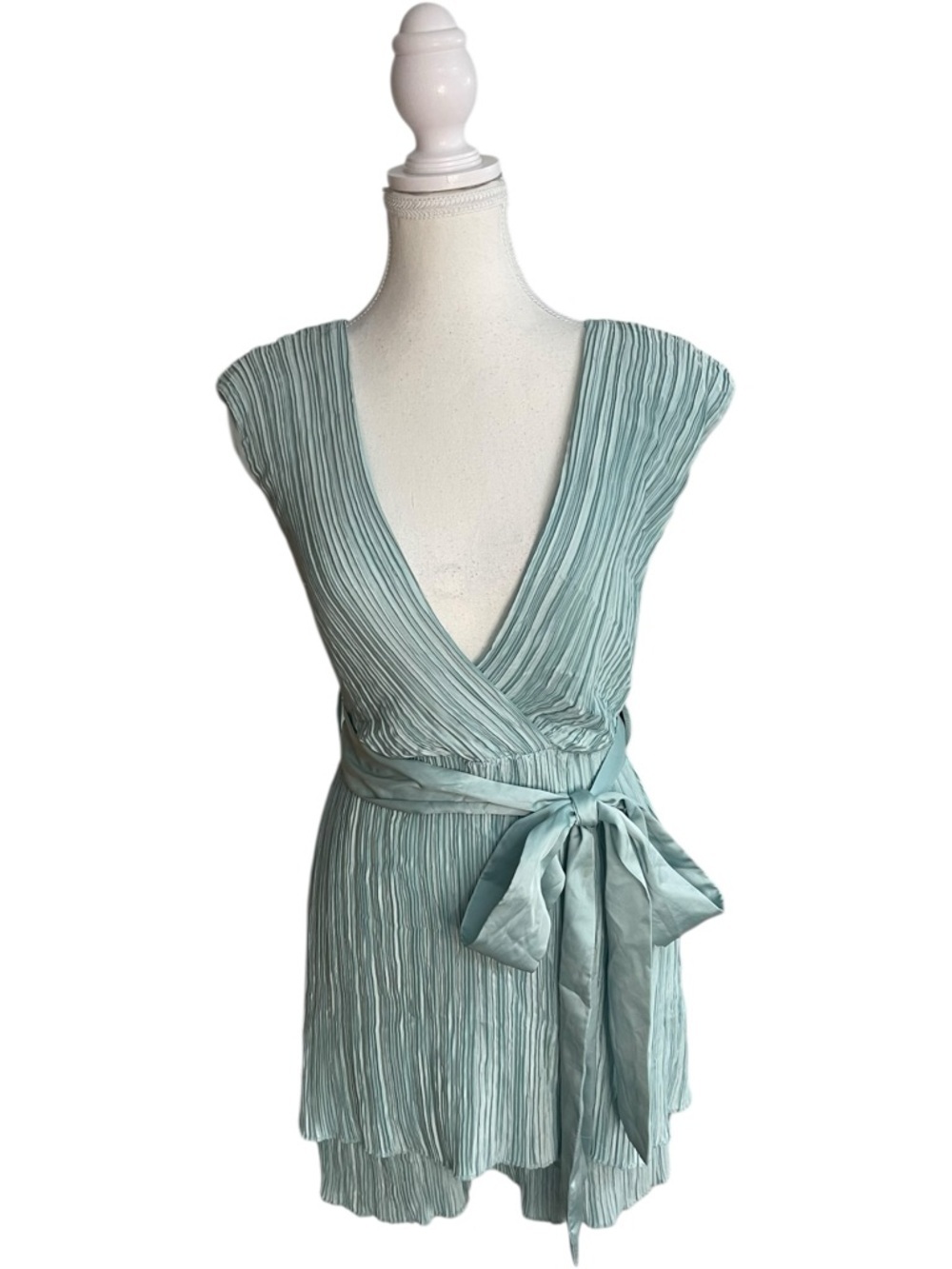 Zara Pleated Short Jumpsuit Romper Green
